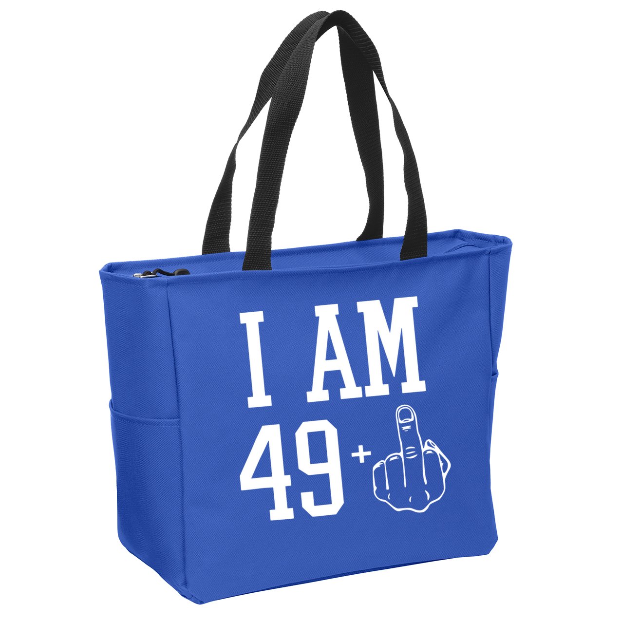 I Am 49 Plus Middle Finger Sarcastic 50th Birthday Zip Tote Bag