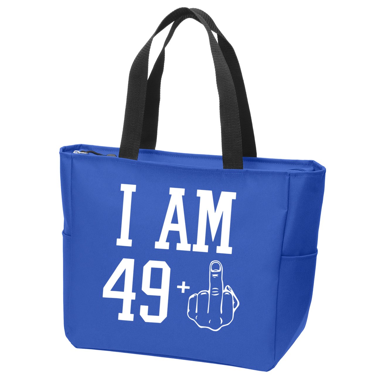 I Am 49 Plus Middle Finger Sarcastic 50th Birthday Zip Tote Bag