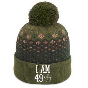 I Am 49 Plus Middle Finger Sarcastic 50th Birthday The Baniff Cuffed Pom Beanie