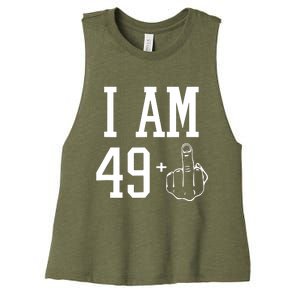 I Am 49 Plus Middle Finger Sarcastic 50th Birthday Women's Racerback Cropped Tank