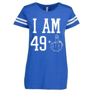 I Am 49 Plus Middle Finger Sarcastic 50th Birthday Enza Ladies Jersey Football T-Shirt