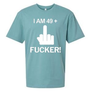 I Am 49 Plus Middle Finger Funny 50th Birthday Sueded Cloud Jersey T-Shirt