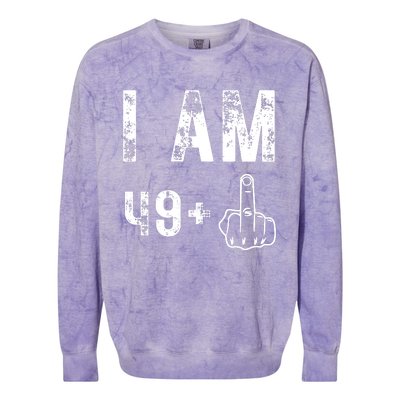 I Am 49 Plus Middle Finger 50th Birthday Colorblast Crewneck Sweatshirt