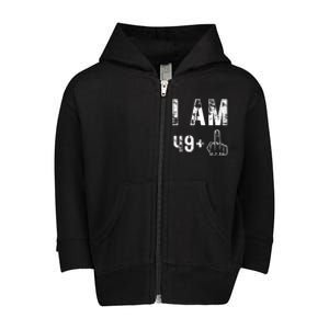 I Am 49 Plus Middle Finger 50th Birthday Toddler Zip Fleece Hoodie