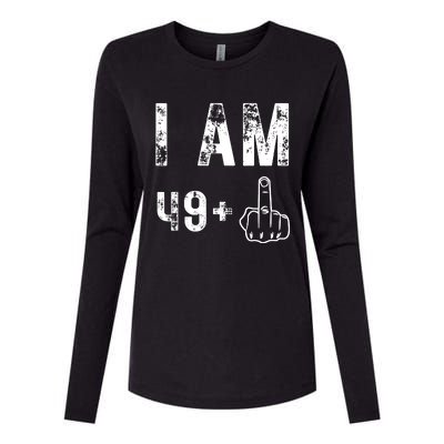 I Am 49 Plus Middle Finger 50th Birthday Womens Cotton Relaxed Long Sleeve T-Shirt