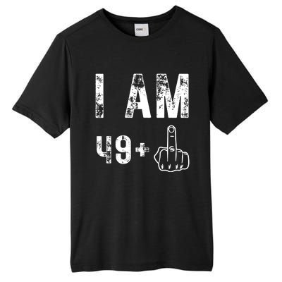 I Am 49 Plus Middle Finger 50th Birthday Tall Fusion ChromaSoft Performance T-Shirt