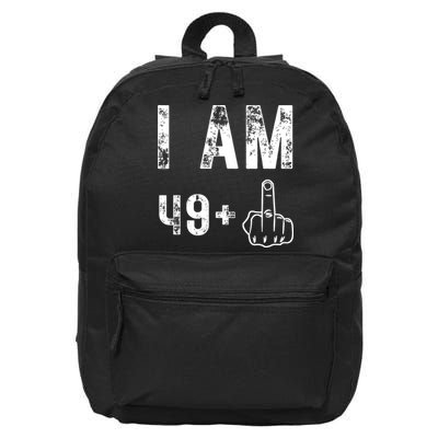I Am 49 Plus Middle Finger 50th Birthday 16 in Basic Backpack