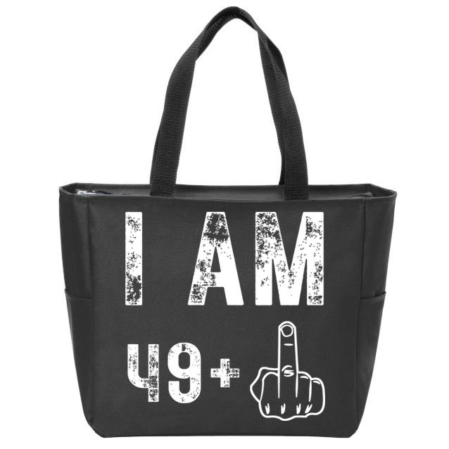 I Am 49 Plus Middle Finger 50th Birthday Zip Tote Bag