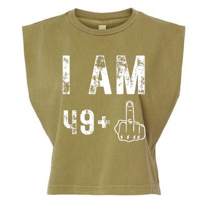 I Am 49 Plus Middle Finger 50th Birthday Garment-Dyed Women's Muscle Tee