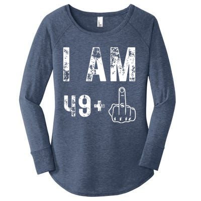 I Am 49 Plus Middle Finger 50th Birthday Women's Perfect Tri Tunic Long Sleeve Shirt