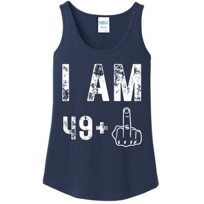 I Am 49 Plus Middle Finger 50th Birthday Ladies Essential Tank