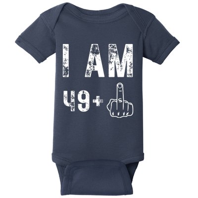 I Am 49 Plus Middle Finger 50th Birthday Baby Bodysuit