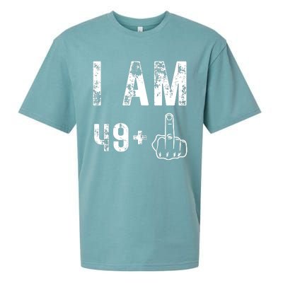 I Am 49 Plus Middle Finger 50th Birthday Sueded Cloud Jersey T-Shirt