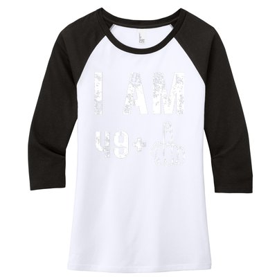 I Am 49 Plus Middle Finger 50th Birthday Women's Tri-Blend 3/4-Sleeve Raglan Shirt