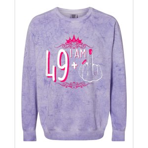 I Am 49 Plus 1 Middle Finger 49th Women Birthday Funny Colorblast Crewneck Sweatshirt