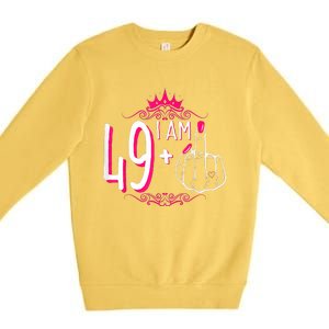 I Am 49 Plus 1 Middle Finger 49th Women Birthday Funny Premium Crewneck Sweatshirt