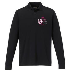 I Am 49 Plus 1 Middle Finger 49th Women Birthday Funny Performance Long Sleeve Polo