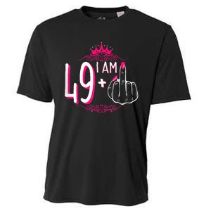 I Am 49 Plus 1 Middle Finger 49th Women Birthday Funny Cooling Performance Crew T-Shirt