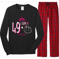 I Am 49 Plus 1 Middle Finger 49th Women Birthday Funny Long Sleeve Pajama Set