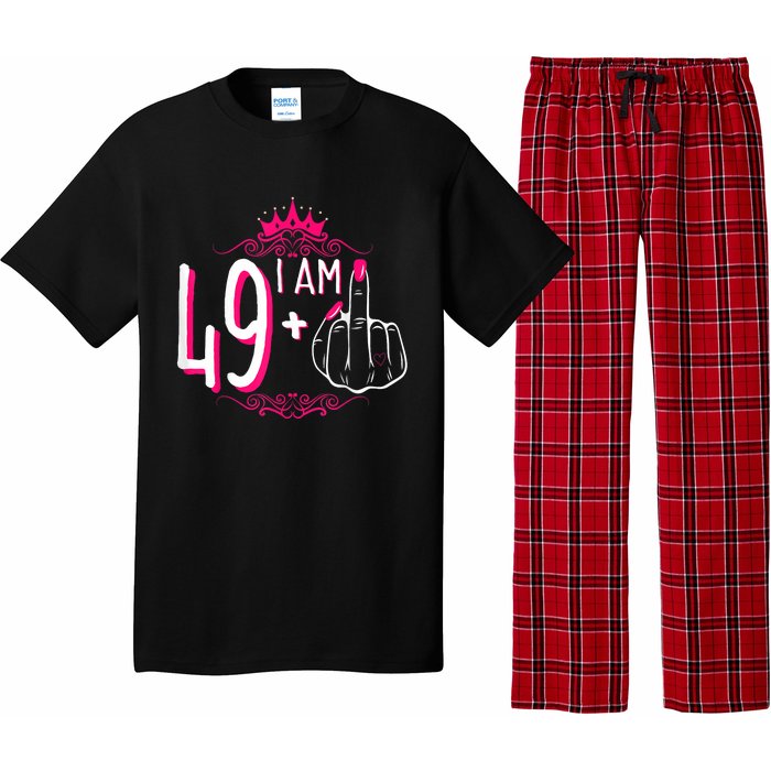 I Am 49 Plus 1 Middle Finger 49th Women Birthday Funny Pajama Set