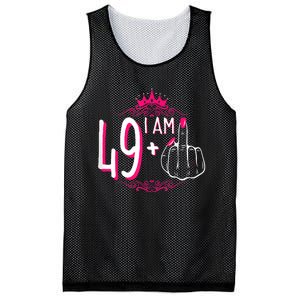 I Am 49 Plus 1 Middle Finger 49th Women Birthday Funny Mesh Reversible Basketball Jersey Tank