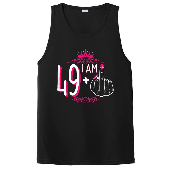 I Am 49 Plus 1 Middle Finger 49th Women Birthday Funny PosiCharge Competitor Tank