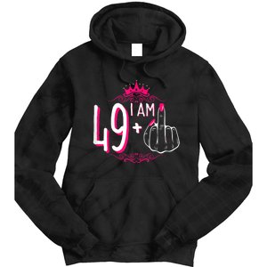 I Am 49 Plus 1 Middle Finger 49th Women Birthday Funny Tie Dye Hoodie