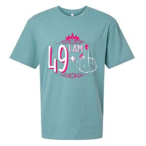 I Am 49 Plus 1 Middle Finger 49th Women Birthday Funny Sueded Cloud Jersey T-Shirt