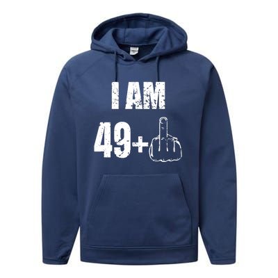 I Am 50 49 Plus One Funny 50th Birthday 1967 Performance Fleece Hoodie