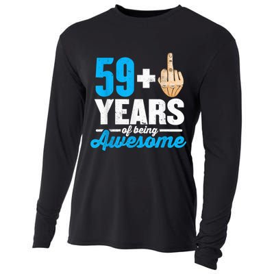 I am 59 plus 1 middle finger for a 60th Birthday Cooling Performance Long Sleeve Crew