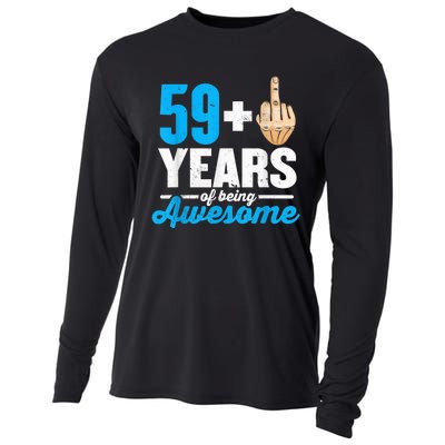 I am 59 plus 1 middle finger for a 60th Birthday Cooling Performance Long Sleeve Crew