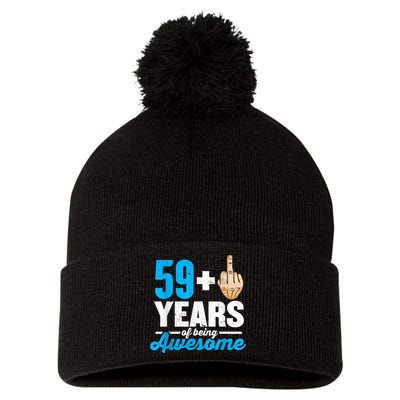 I am 59 plus 1 middle finger for a 60th Birthday Pom Pom 12in Knit Beanie