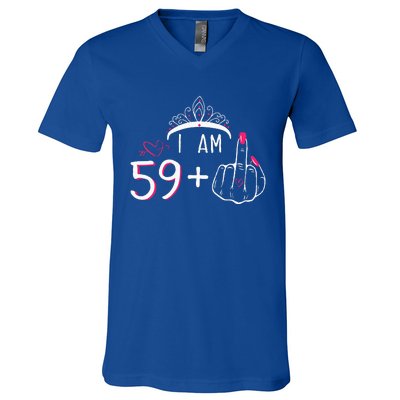 I Am 59 Plus 1 Middle Finger 60th Birthday V-Neck T-Shirt