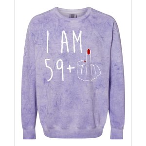 I Am 59 Plus Middle Finger Funny 60th Birthday Colorblast Crewneck Sweatshirt