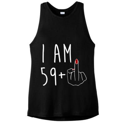I Am 59 Plus Middle Finger Funny 60th Birthday Ladies PosiCharge Tri-Blend Wicking Tank