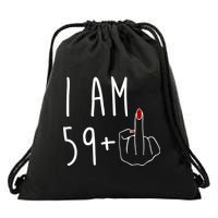 I Am 59 Plus Middle Finger Funny 60th Birthday Drawstring Bag