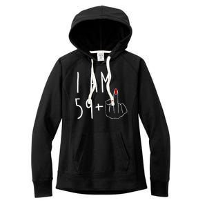 I Am 59 Plus Middle Finger Funny 60th Birthday Women's Fleece Hoodie