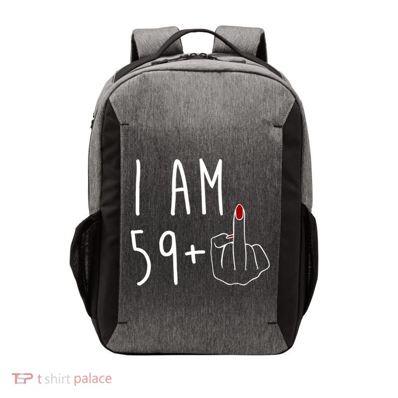 I Am 59 Plus Middle Finger Funny 60th Birthday Vector Backpack