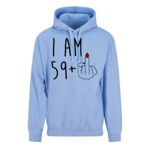 I Am 59 Plus Middle Finger Funny 60th Birthday Unisex Surf Hoodie