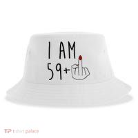 I Am 59 Plus Middle Finger Funny 60th Birthday Sustainable Bucket Hat