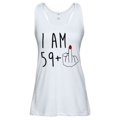 I Am 59 Plus Middle Finger Funny 60th Birthday Ladies Essential Flowy Tank