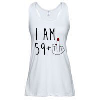 I Am 59 Plus Middle Finger Funny 60th Birthday Ladies Essential Flowy Tank