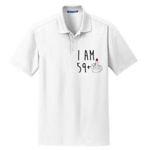 I Am 59 Plus Middle Finger Funny 60th Birthday Dry Zone Grid Polo