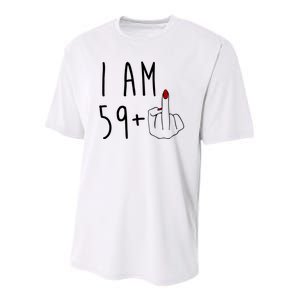 I Am 59 Plus Middle Finger Funny 60th Birthday Youth Performance Sprint T-Shirt