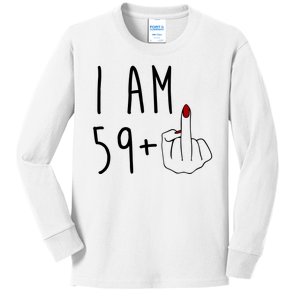 I Am 59 Plus Middle Finger Funny 60th Birthday Kids Long Sleeve Shirt