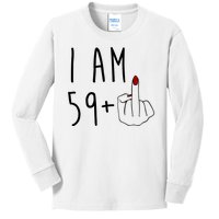 I Am 59 Plus Middle Finger Funny 60th Birthday Kids Long Sleeve Shirt