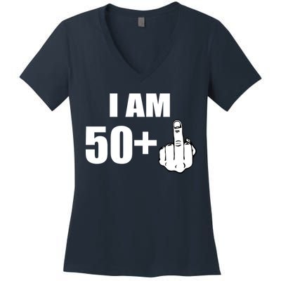 I Am 51 Middle Finger Funny 51st Birthday Women's V-Neck T-Shirt