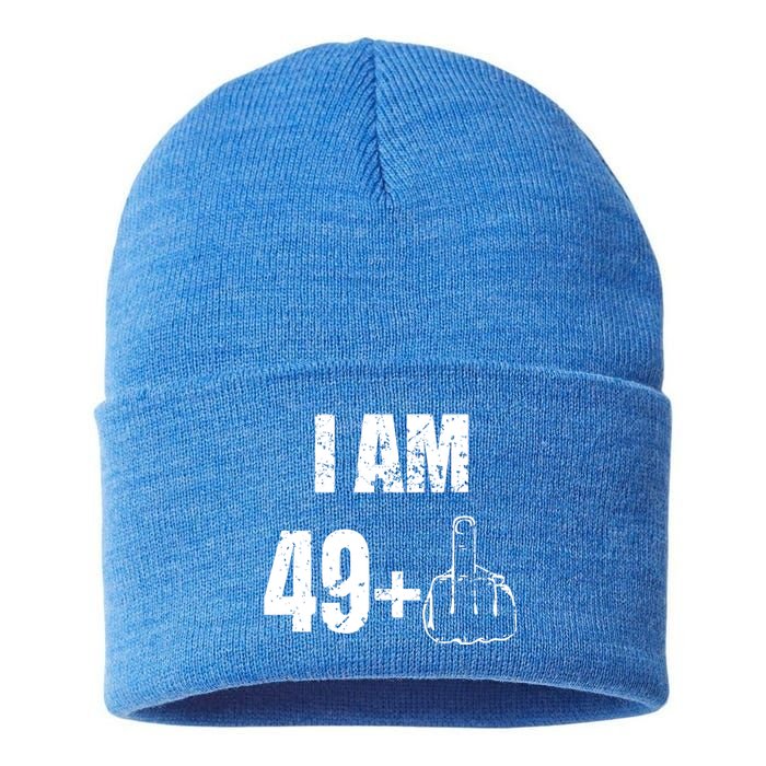 I Am 50, 49 Plus One Funny 50th Birthday 1967 Sustainable Knit Beanie