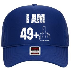 I Am 50, 49 Plus One Funny 50th Birthday 1967 High Crown Mesh Back Trucker Hat