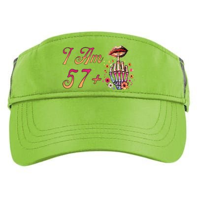 I Am 57 Plus 1 Middle Finger Skull Funny 58th Birthday Adult Drive Performance Visor